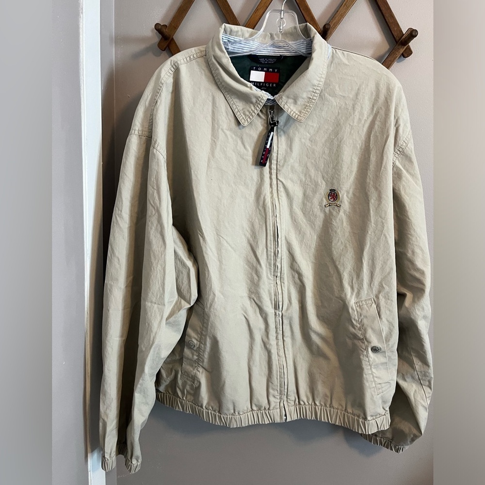 Vintage Tommy Hilfiger Full Zip Harrington Jacket Large Beige XL READ